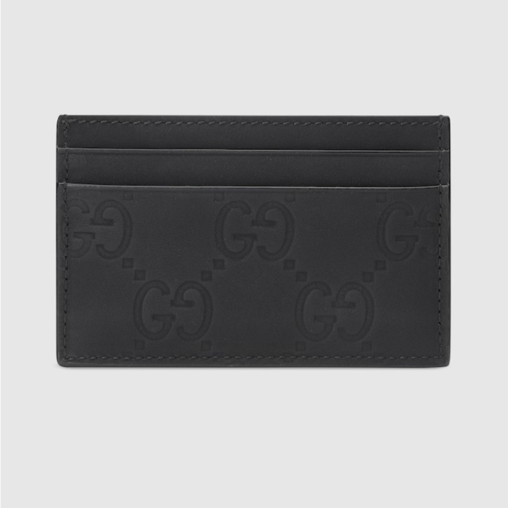 Gucci - GG rubber-effect card case, black, brand new with Authenticity included